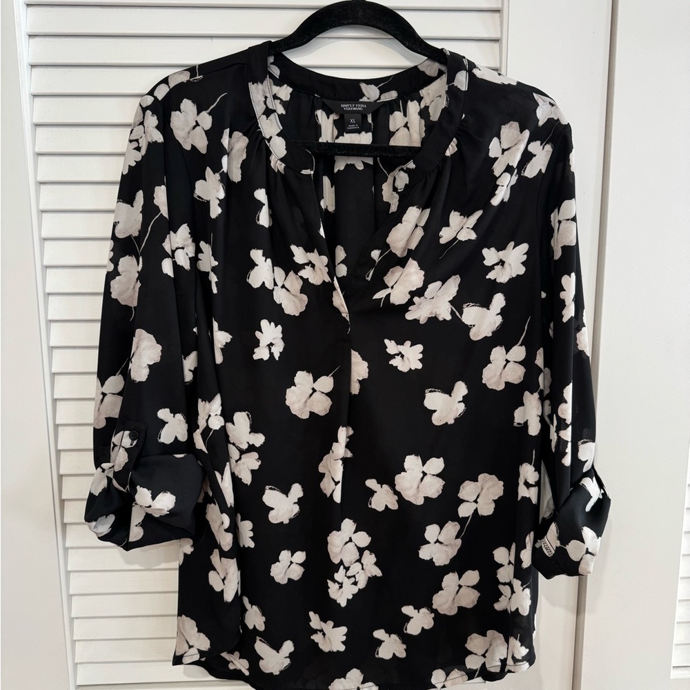 Floral Black and White Women's Top